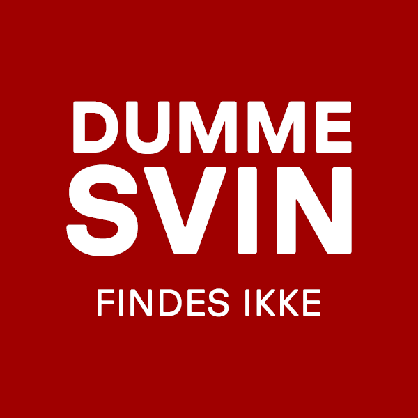 Logo til kampagnen 'Dumme svin findes ikke' med hvid skrift på mørkerød baggrund