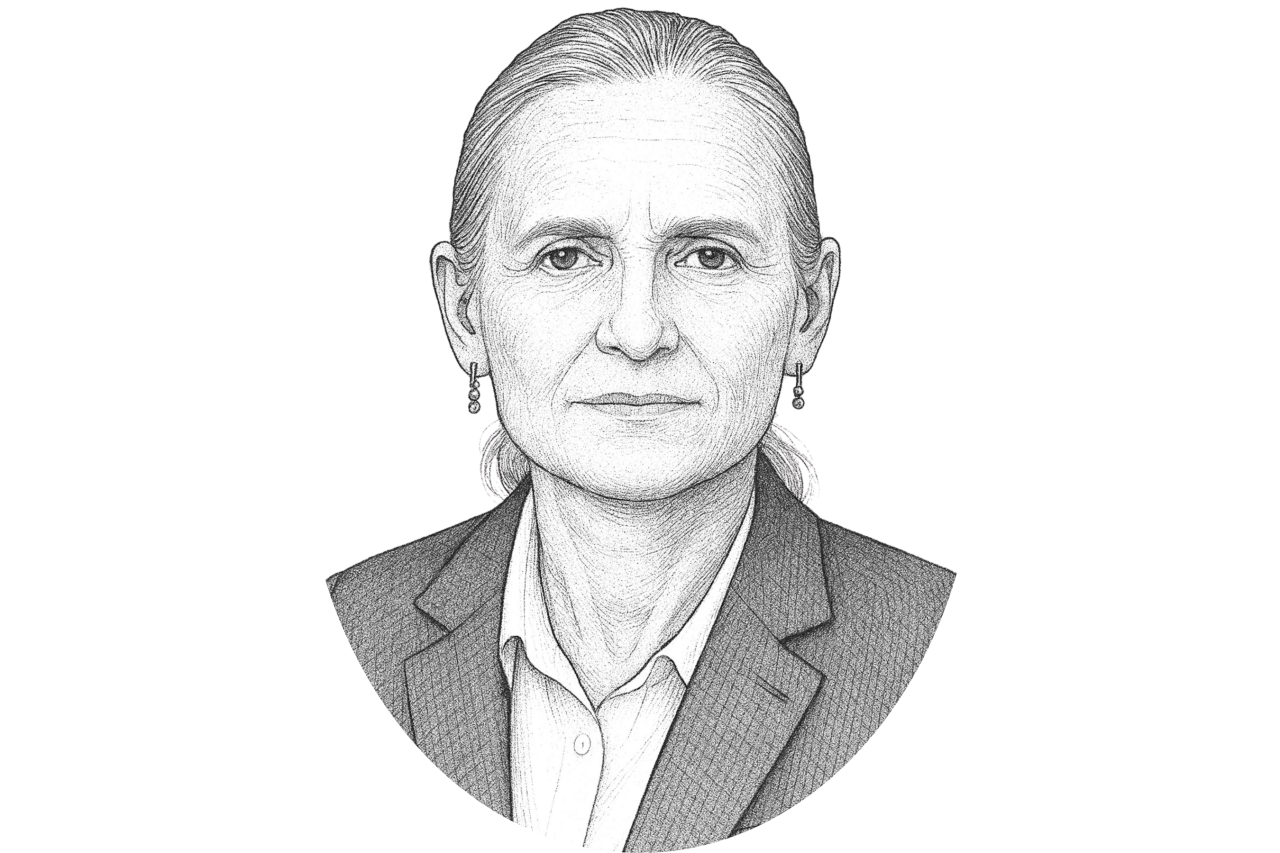 AI-generet stregtegning af Gitte Seeberg